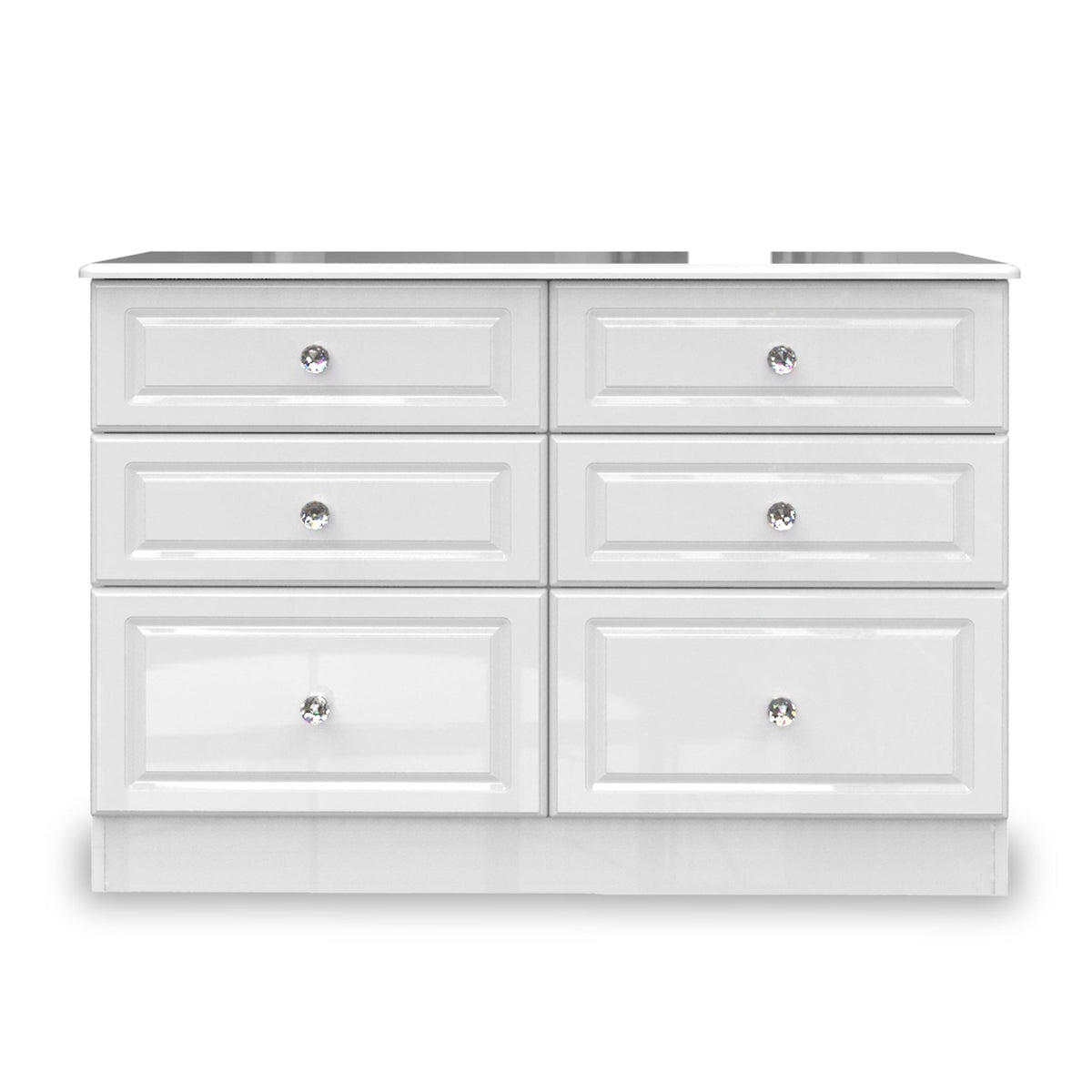Kinsley White Gloss 6 Drawer Wide Chest