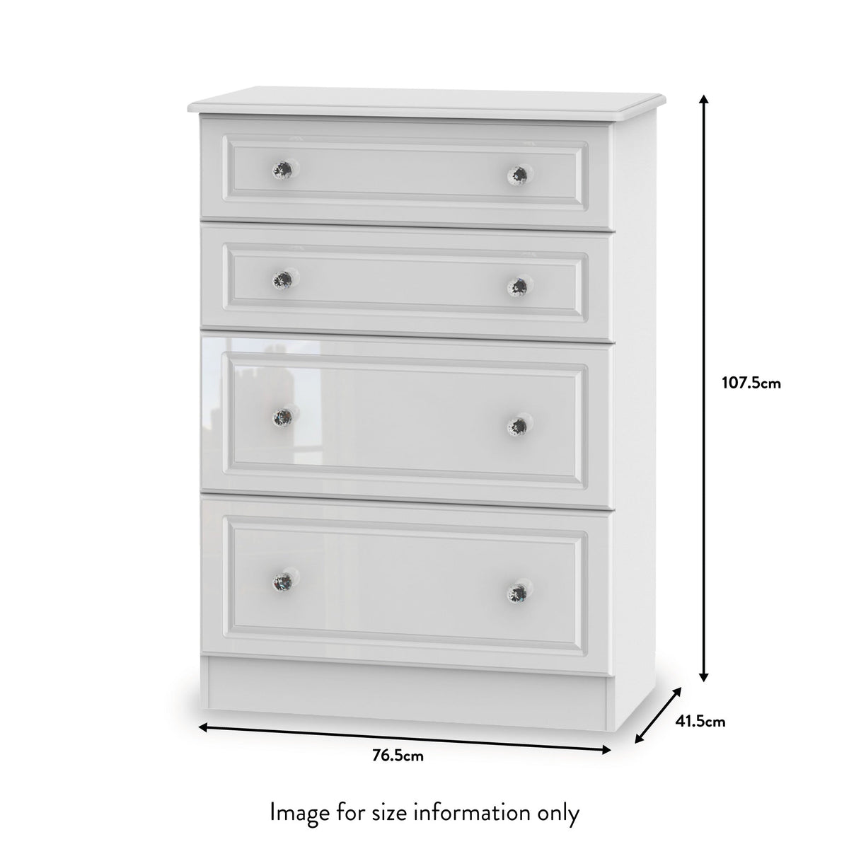 Kinsley White Gloss 4 Drawer Deep Chest