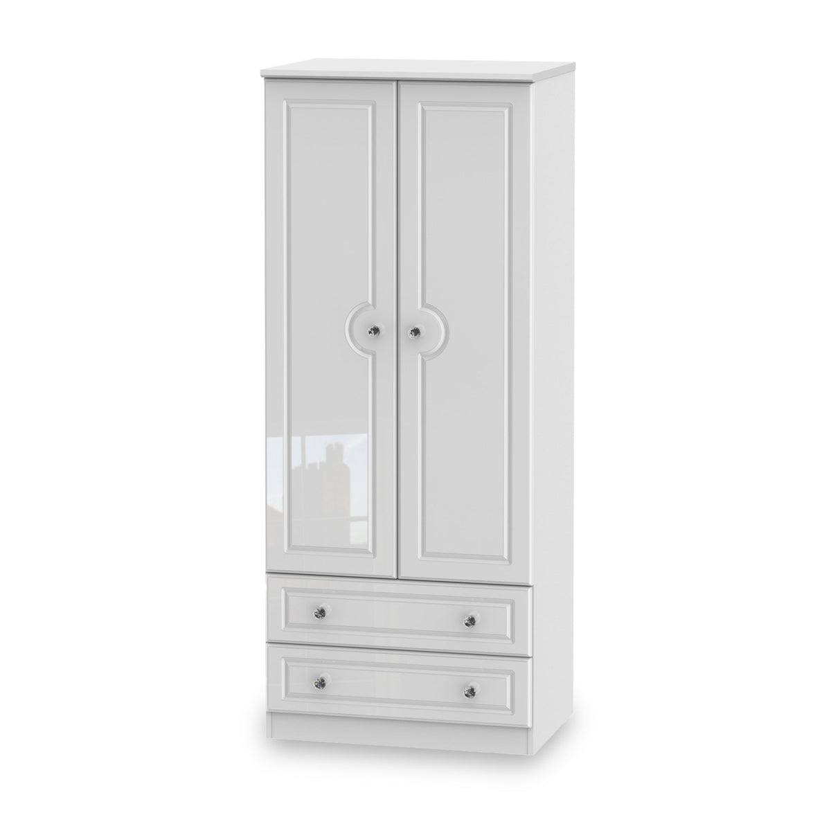 Kinsley White Gloss 2 Door 2 Drawer Wardrobe