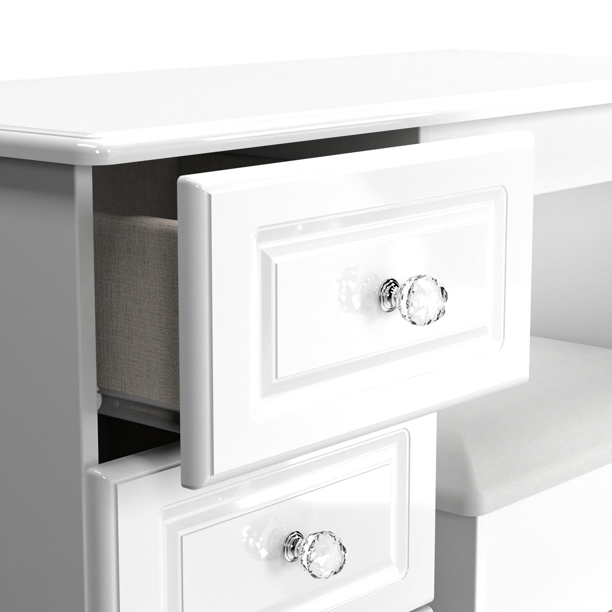 Kinsley White Gloss Dressing Table with Stool