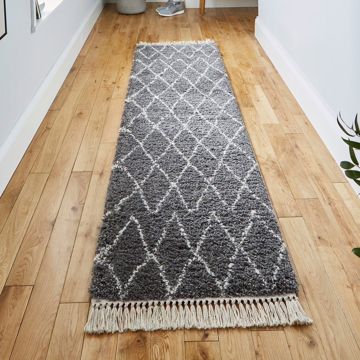 Edie Boho Diamond Shaggy Rug