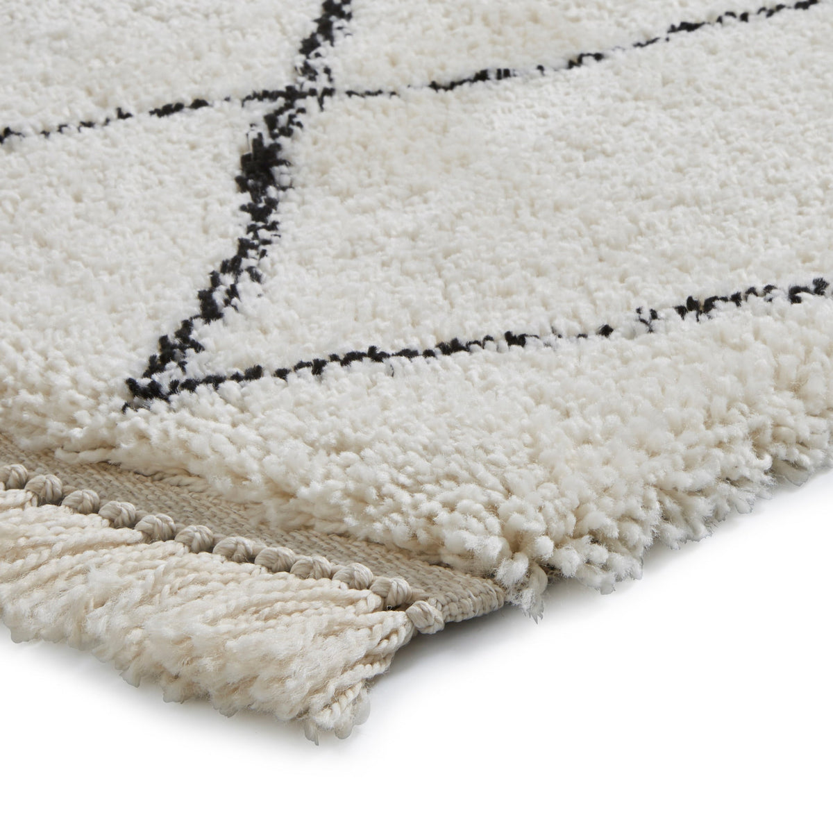 Edie Boho Diamond Shaggy Rug