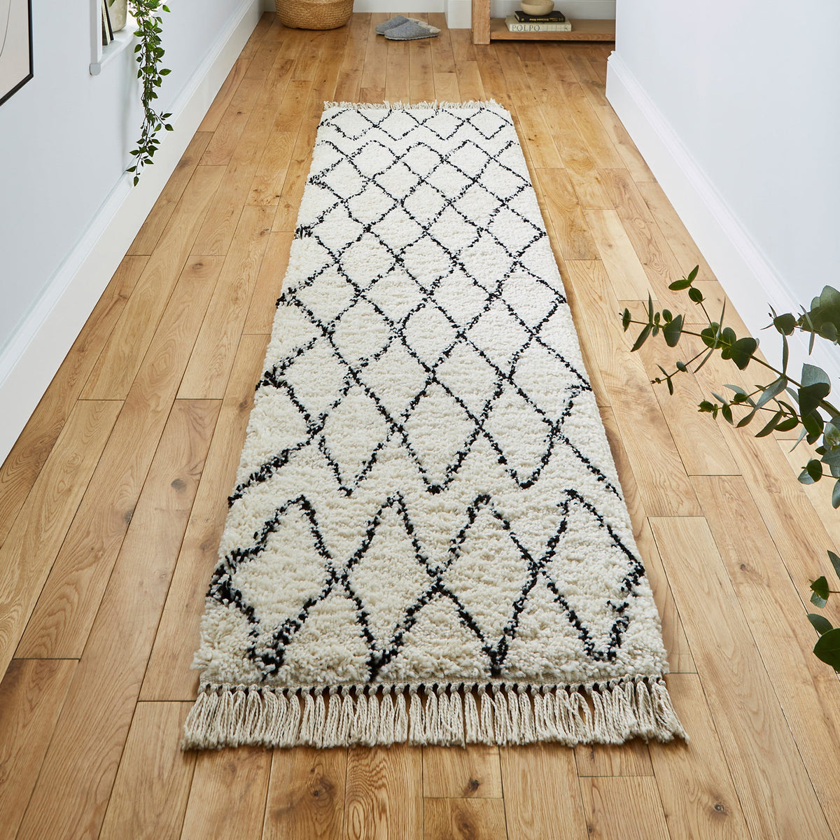 Edie Boho Diamond Shaggy Rug