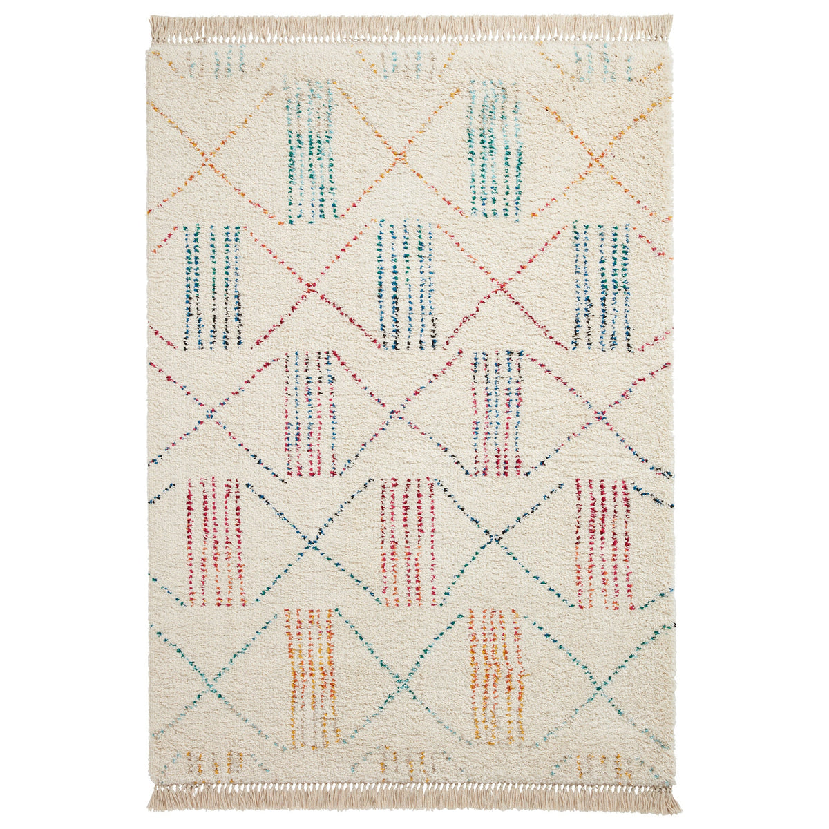 Edie Boho Multi Coloured Patterned Shaggy Rug
