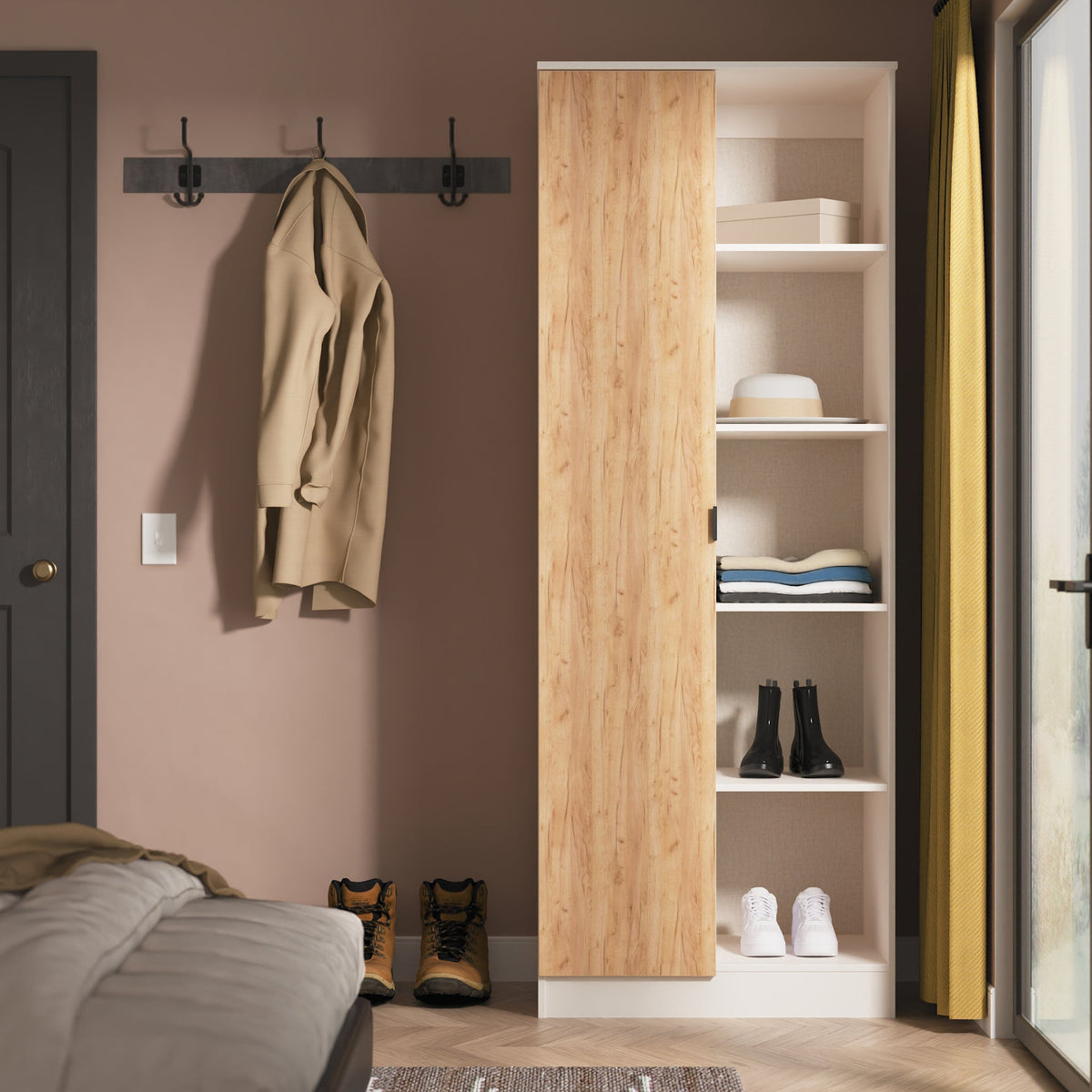 Huxley 1 Door Wardrobe with Open Shelves