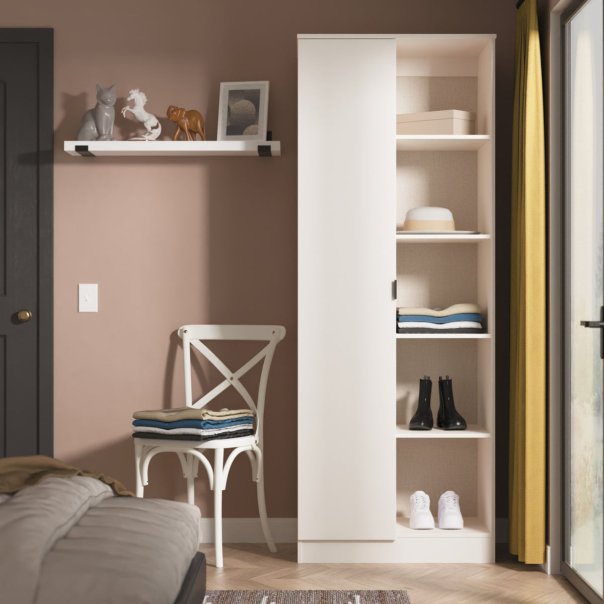 Huxley 1 Door Wardrobe with Open Shelves