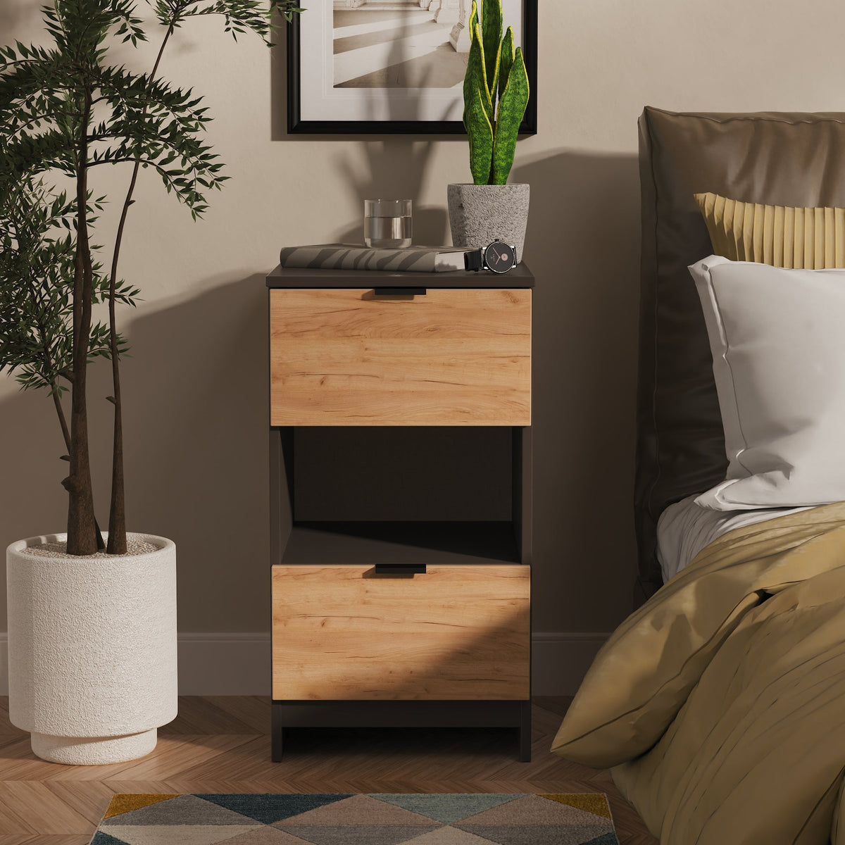 Huxley 2 Drawer Bedside Table