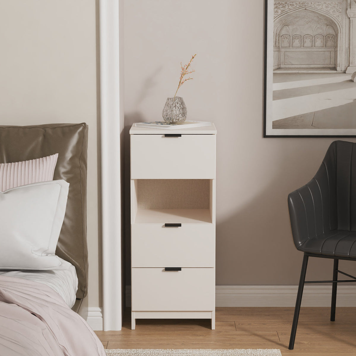 Huxley 3 Drawer Bedside Table