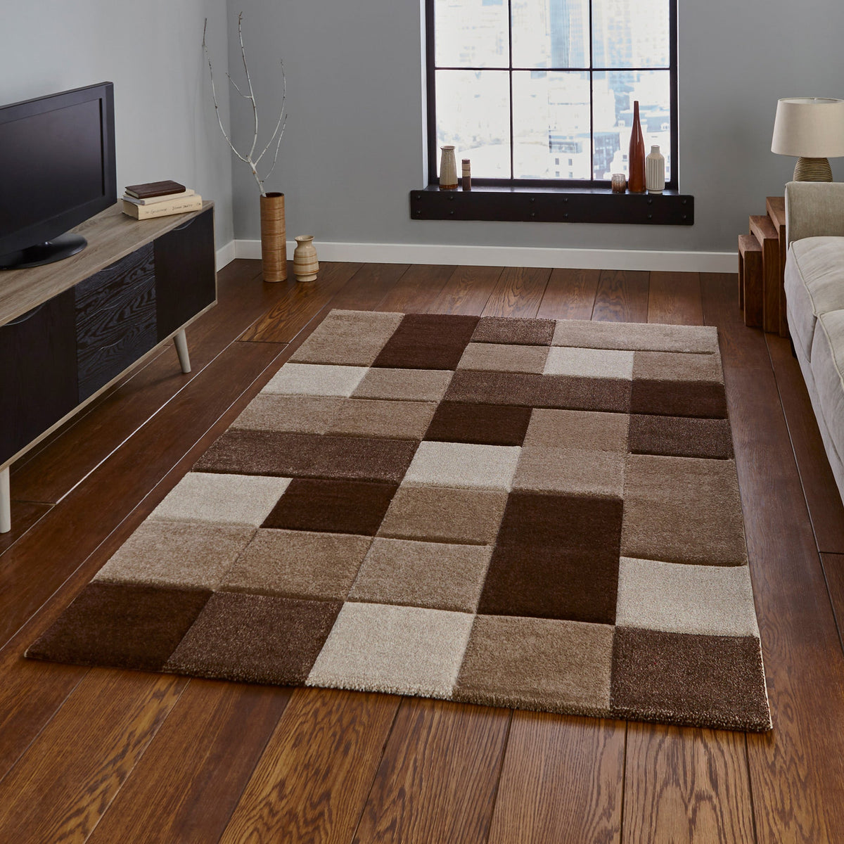 Brockton Square Patterned Hand Carved Rug