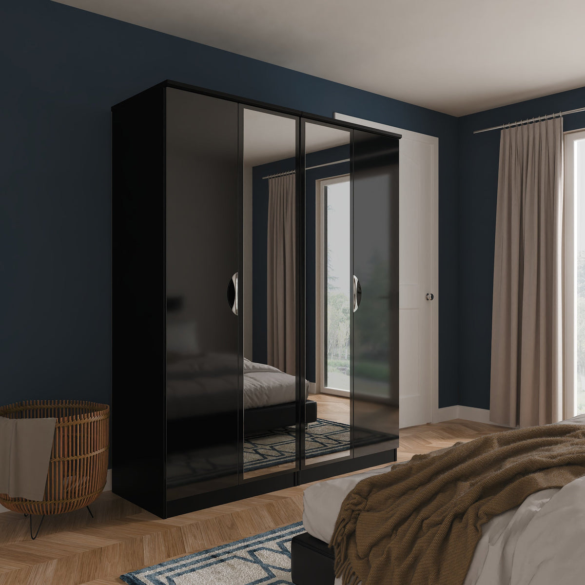 Beckett 4 Door Mirrored Wardrobe