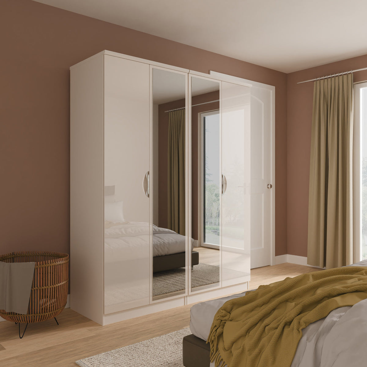 Beckett 4 Door Mirrored Wardrobe