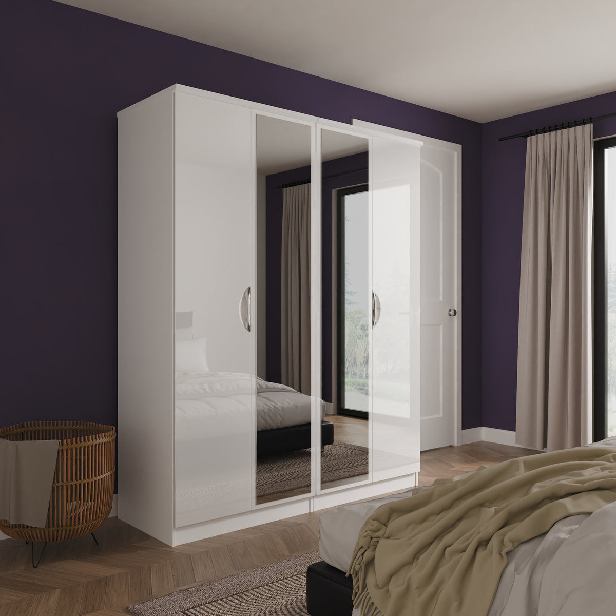 Beckett 4 Door Mirrored Wardrobe