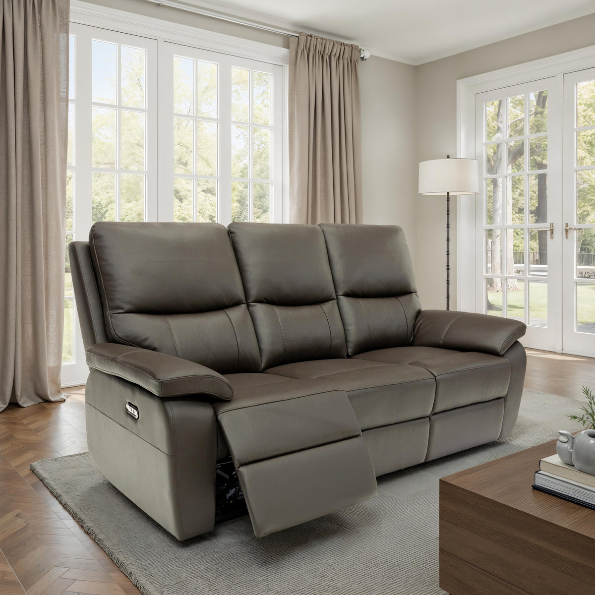 Oxley Leather 3 Seater Power Recliner