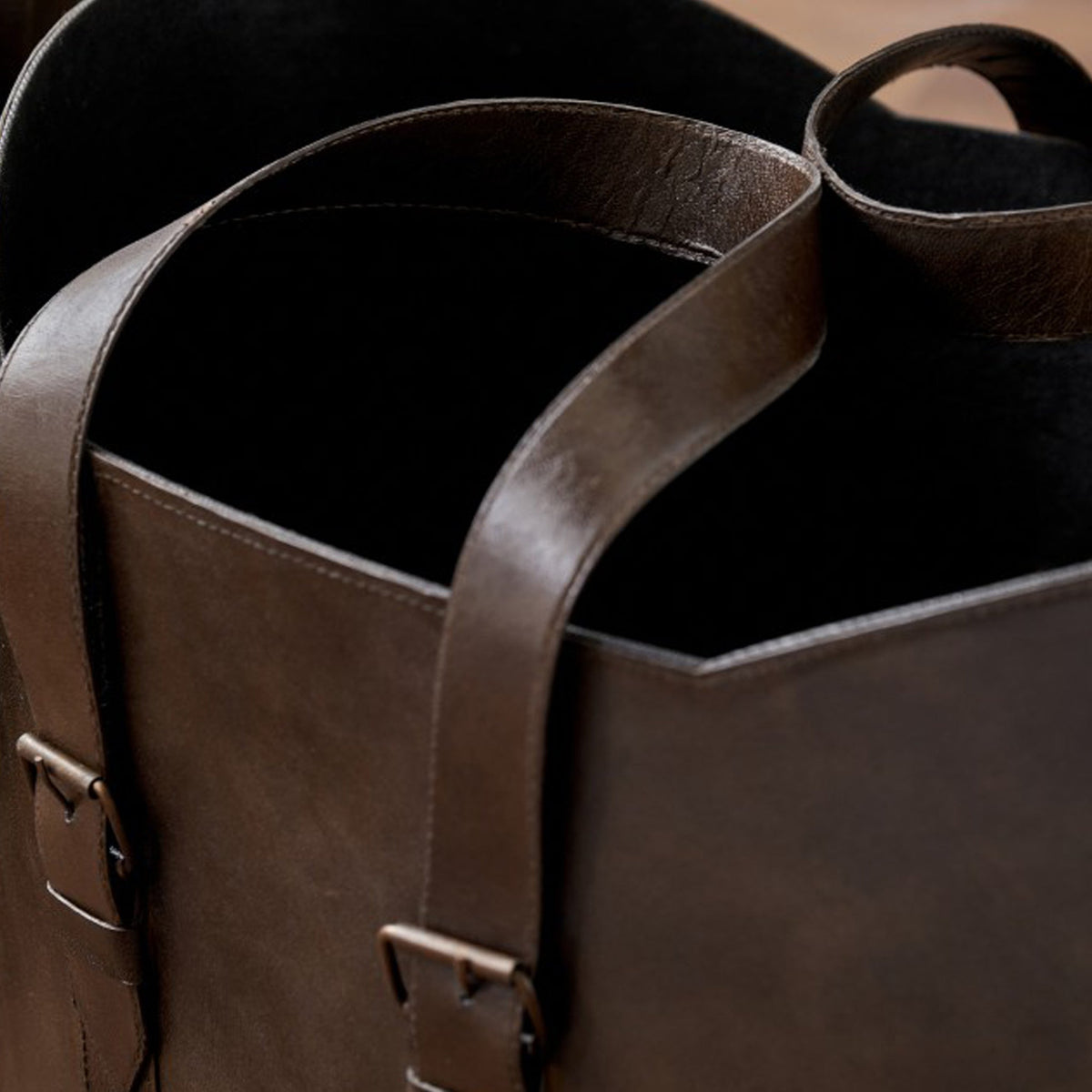 Alessio Peppercorn Leather Handled Storage Set of 2