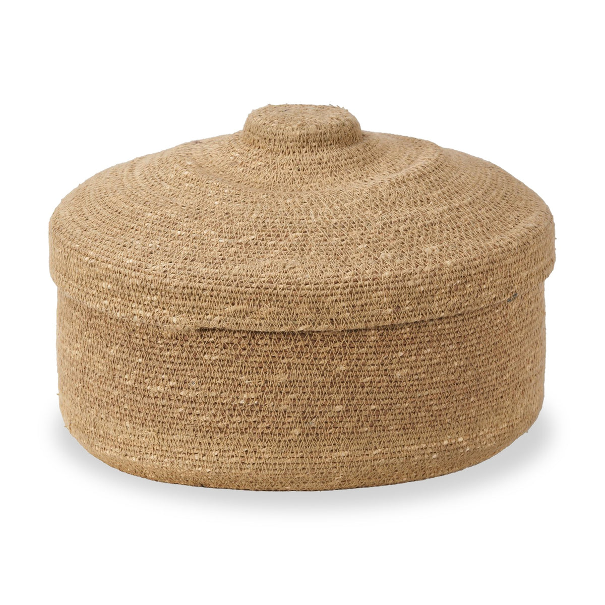 Seagrass Natural Lidded Round Basket