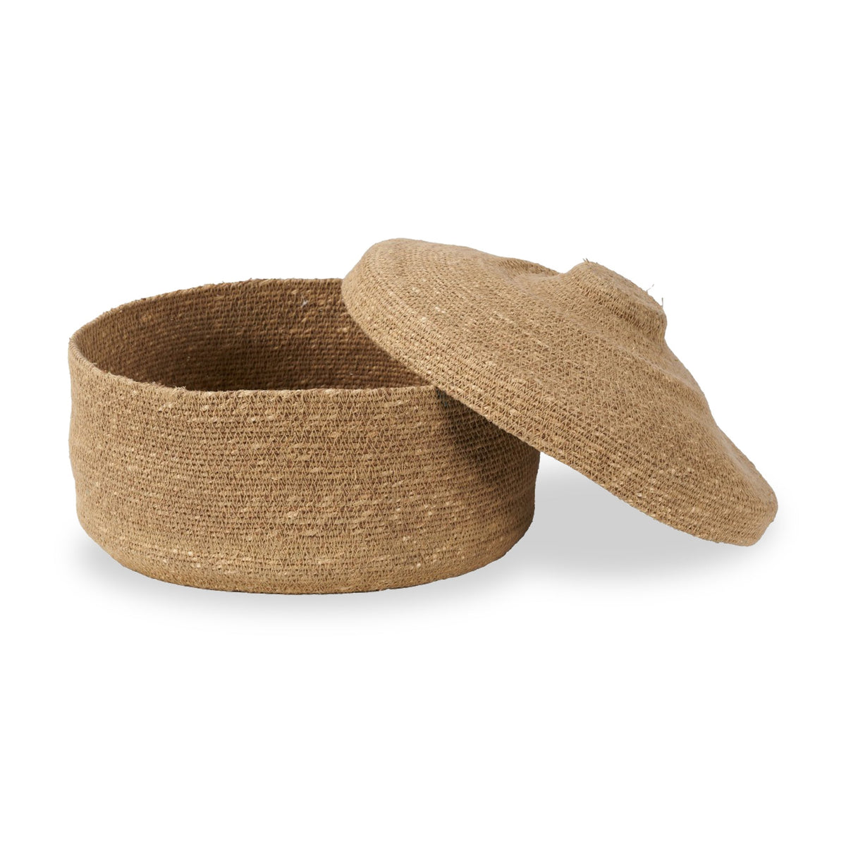 Seagrass Natural Lidded Round Basket