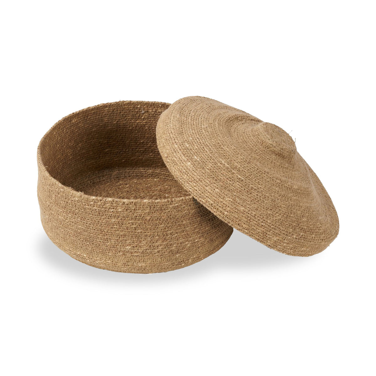 Seagrass Natural Lidded Round Basket