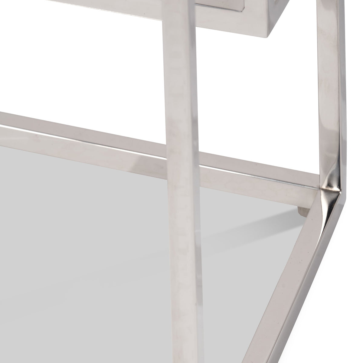 Aleandra Clear Glass and Silver Metal Side Table