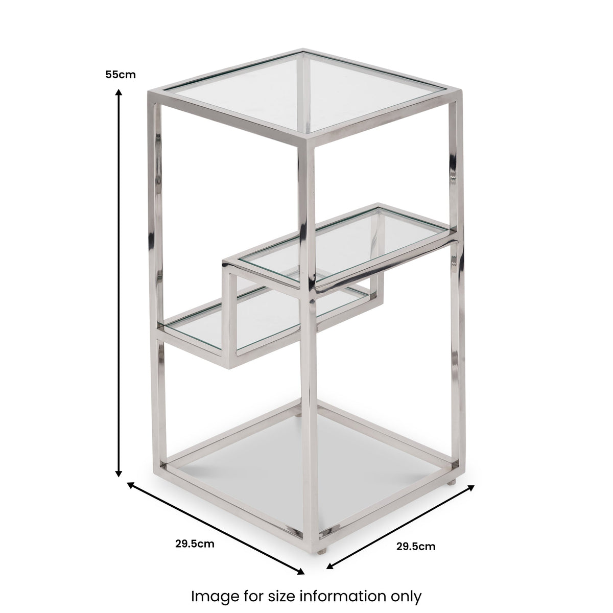 Aleandra Clear Glass and Silver Metal Side Table