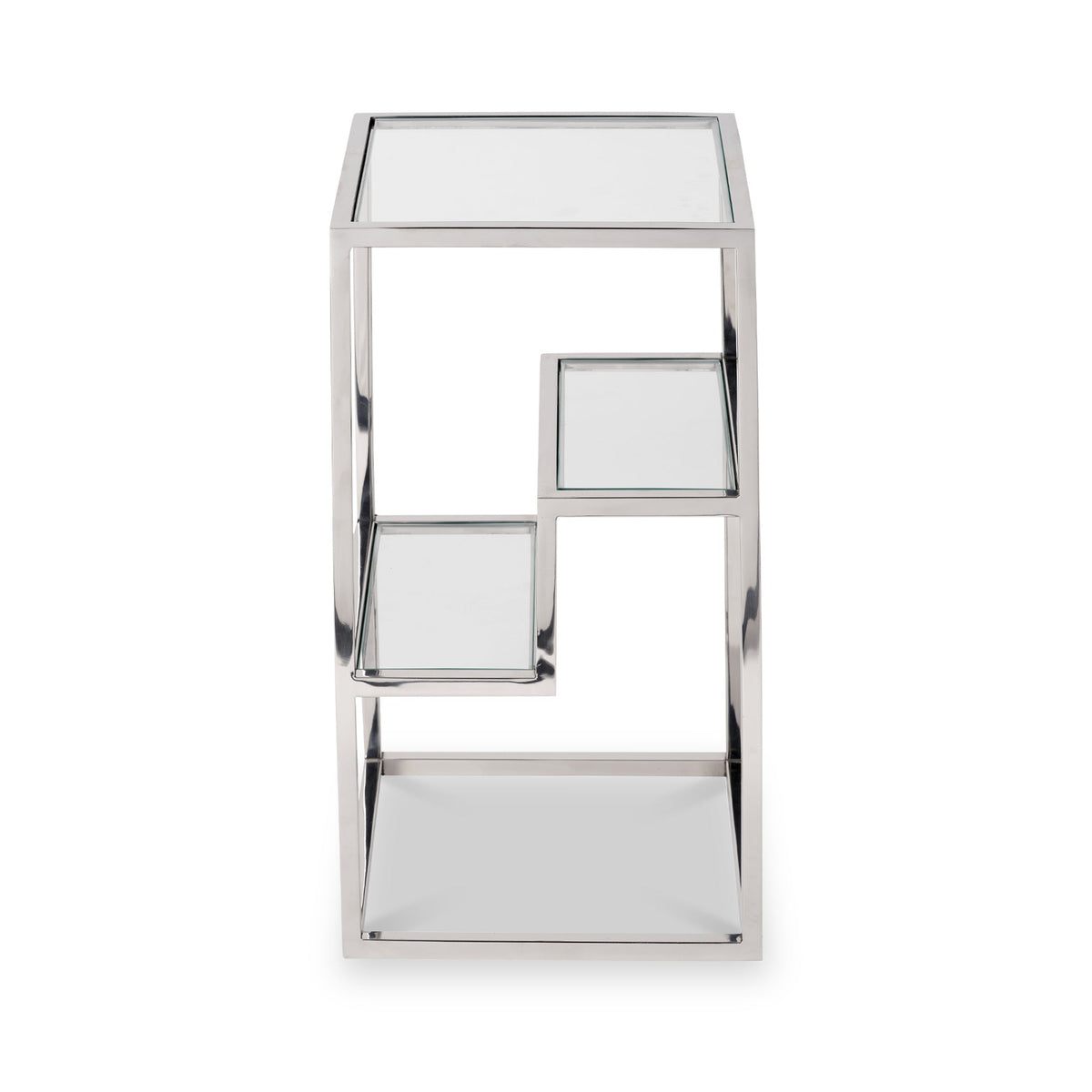 Aleandra Clear Glass and Silver Metal Side Table