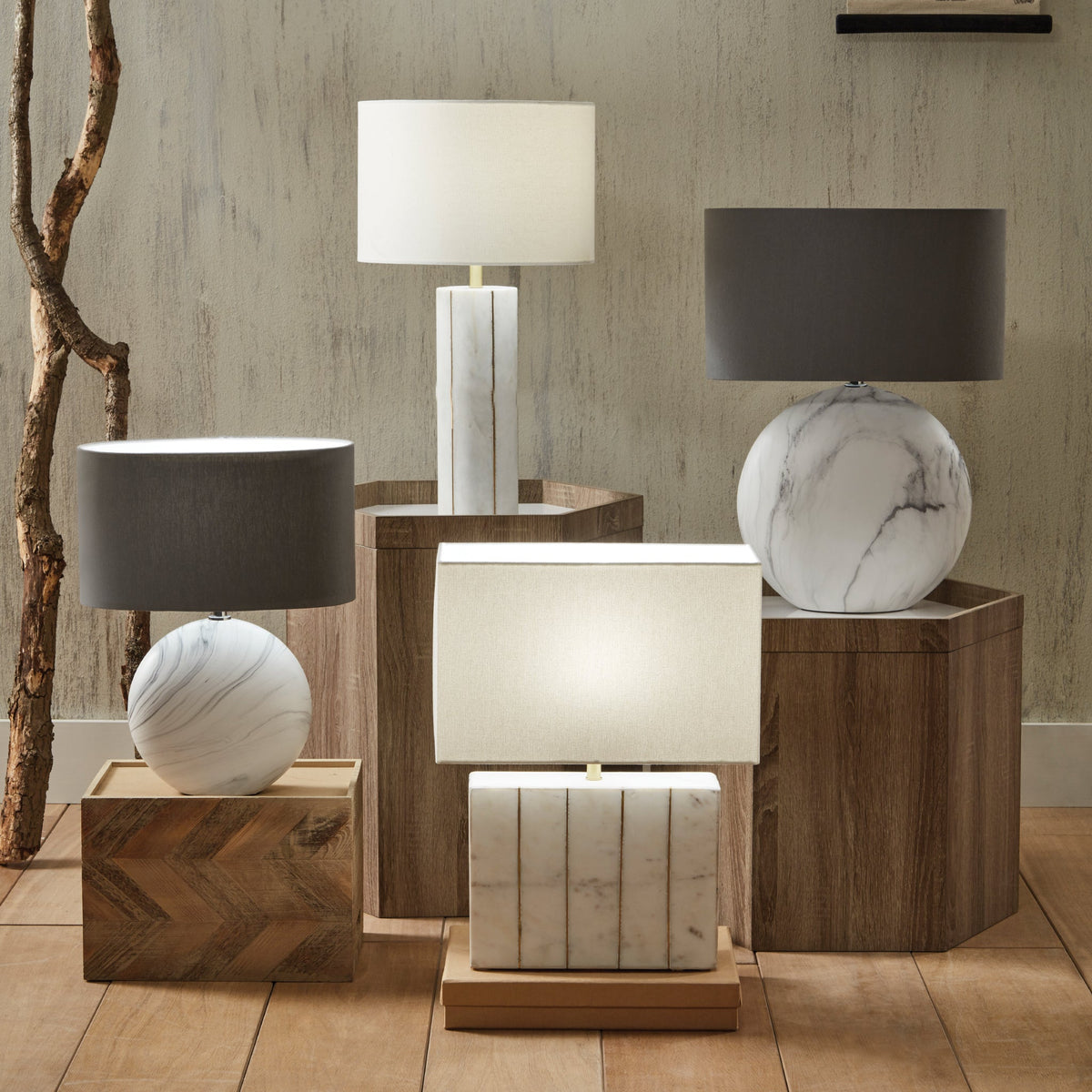 Crestola Marble Effect Ceramic Table Lamp