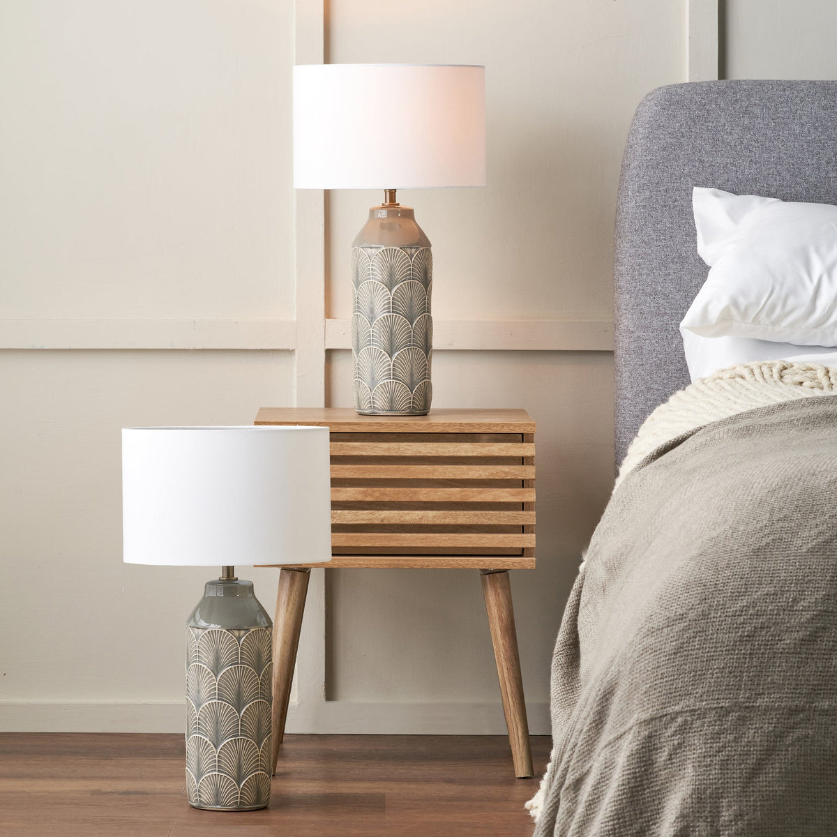 Bethan Embossed Ceramic Table Lamp