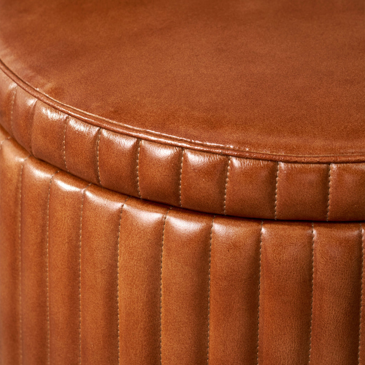Alessandro Leather Storage Pouffe