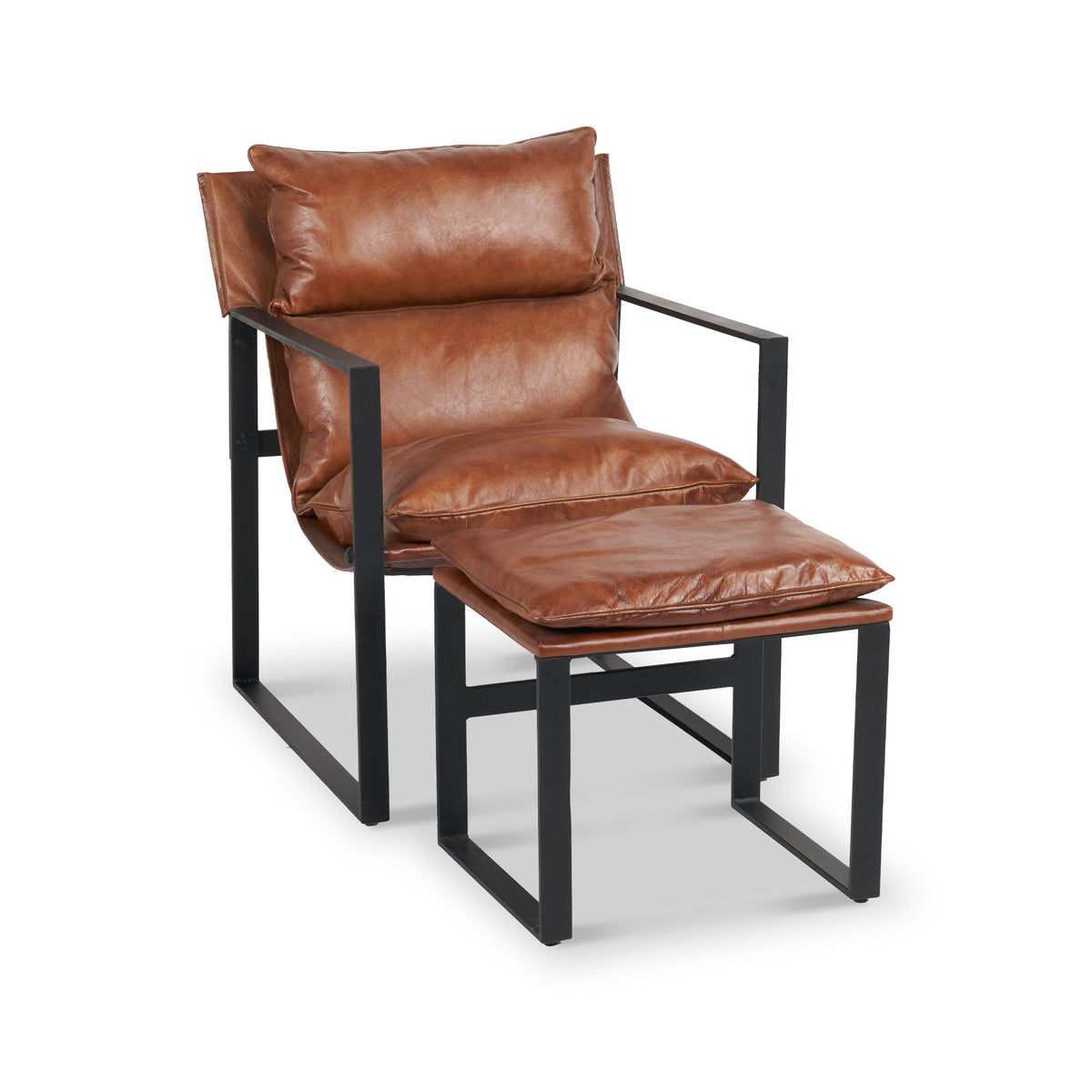 Nico Leather Accent Chair & Footstool