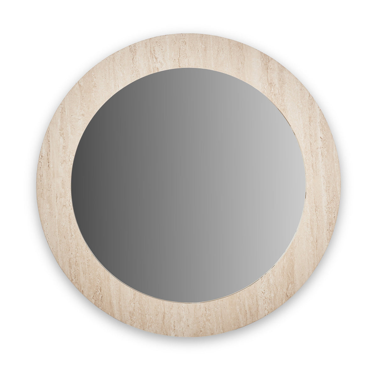 Travertine Effect Round Wall Mirror