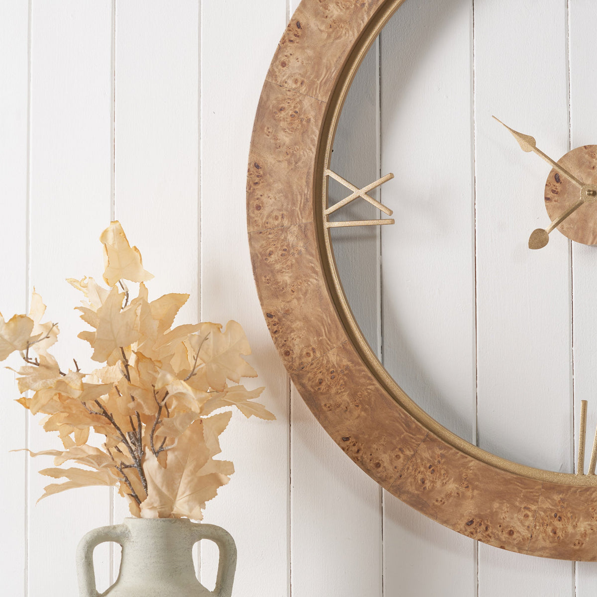 Newborough Burr Wood Effect Wall Clock