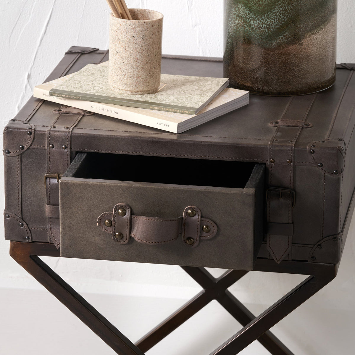 Adriano Leather Side Table