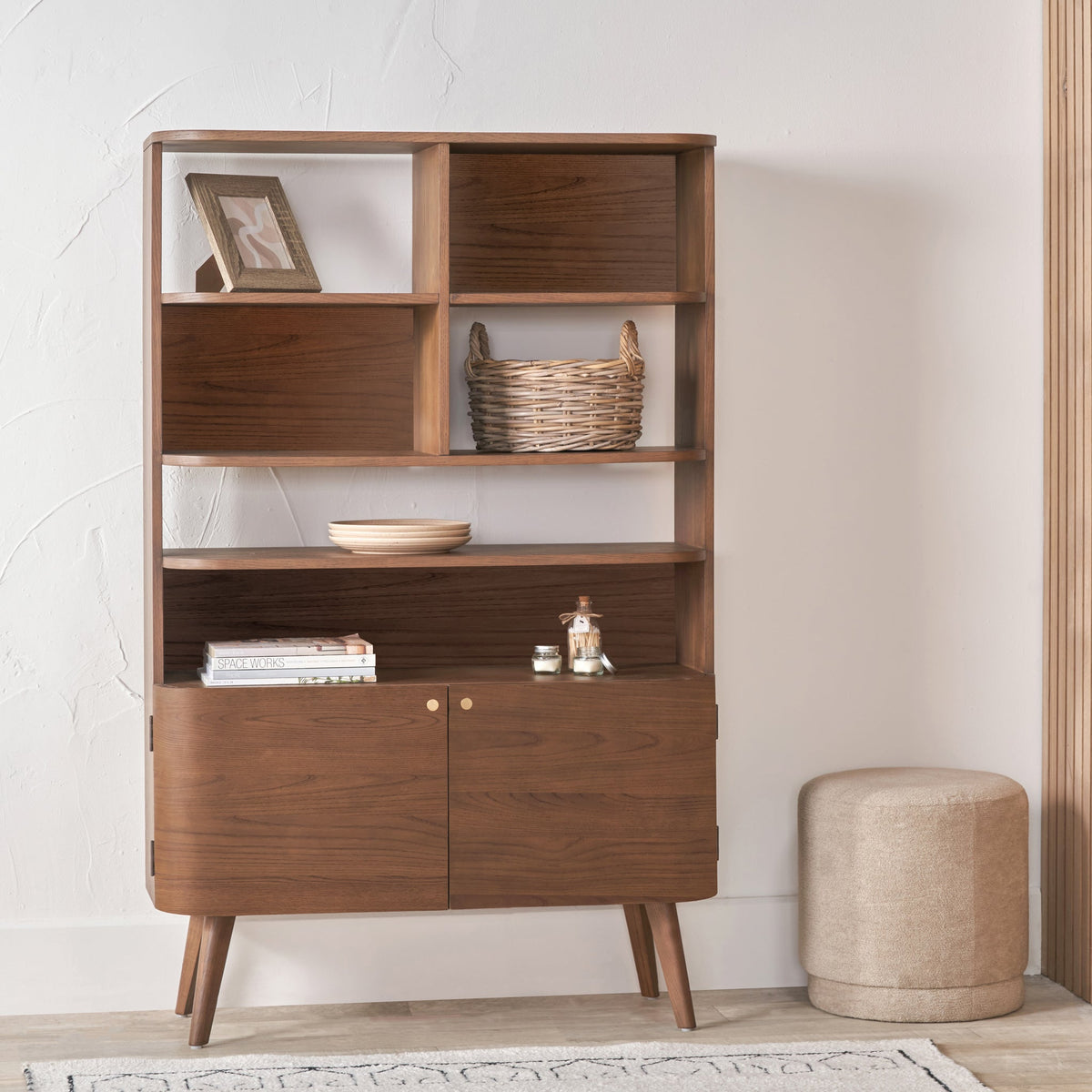 Elias Dark Ash 2 Door Shelving Unit