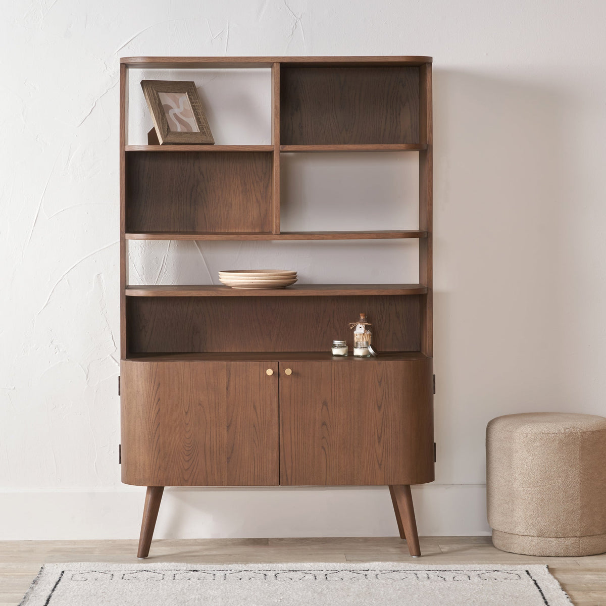 Elias Dark Ash 2 Door Shelving Unit
