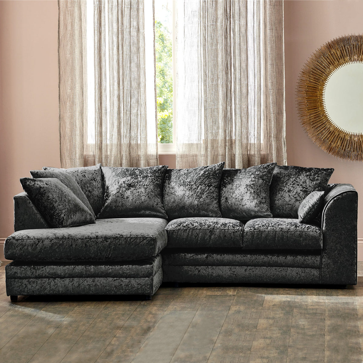 Tamara Crushed Velvet Chaise Sofa