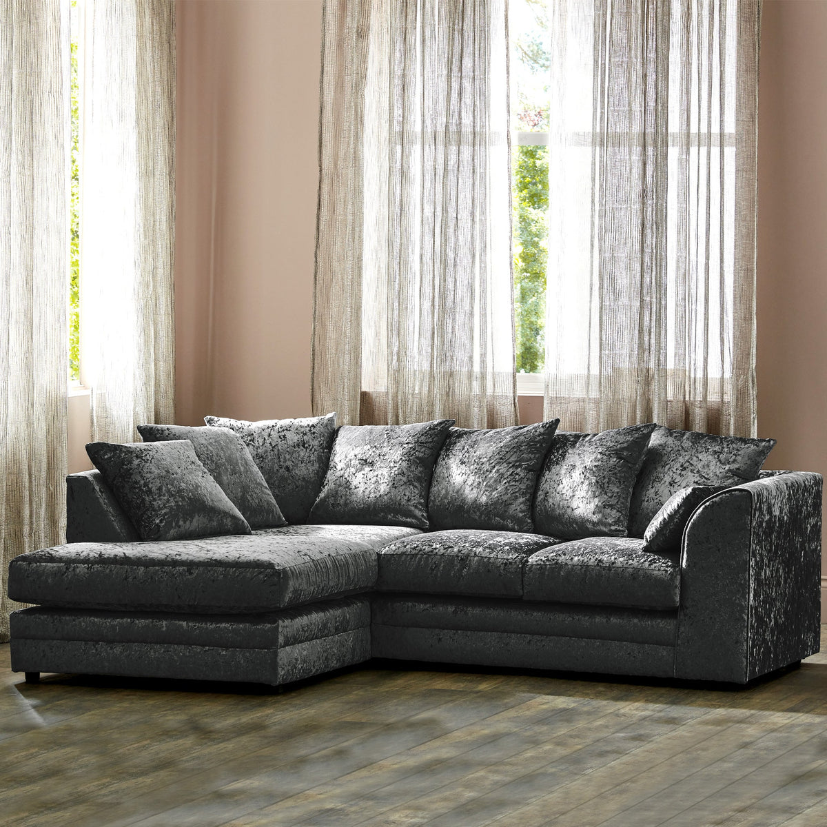Tamara Crushed Velvet Chaise Sofa