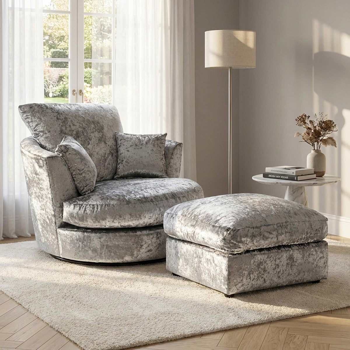 Tamara Crushed Velvet Swivel Chair