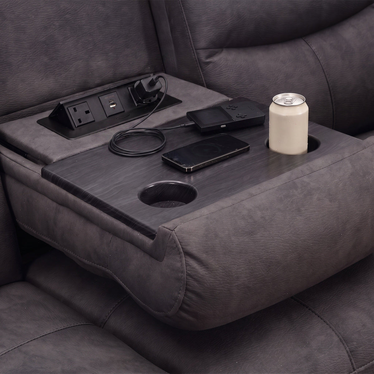 Conway Power Reclining 3 Seater Sofa with Drop Down Table