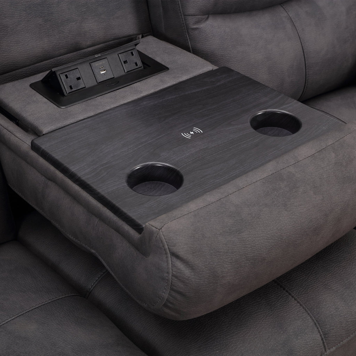 Conway Power Reclining 3 Seater Sofa with Drop Down Table