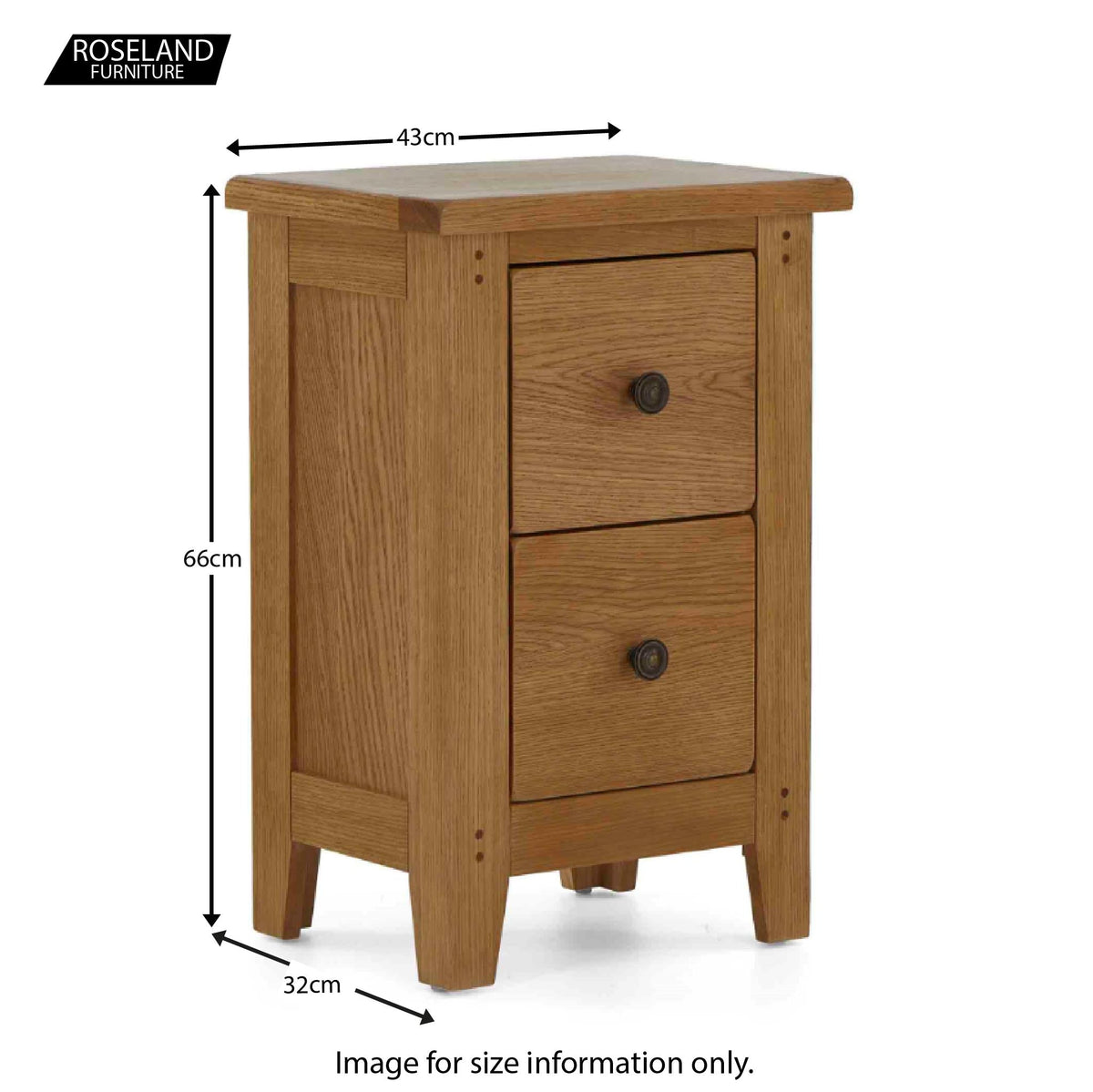Broadway Oak Narrow Bedside Table