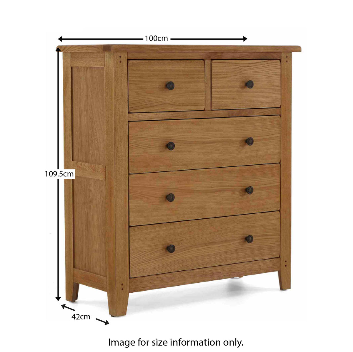 Broadway Oak 2 Over 3 Drawer Chest