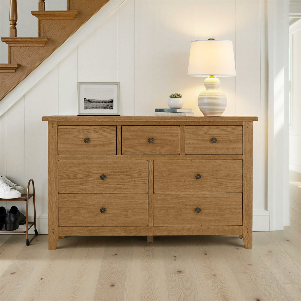 Broadway Oak 3 Over 4 Drawer Chest