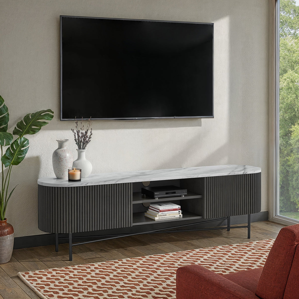 Milo Mango & Marble Fluted Extra Large TV Media Unit