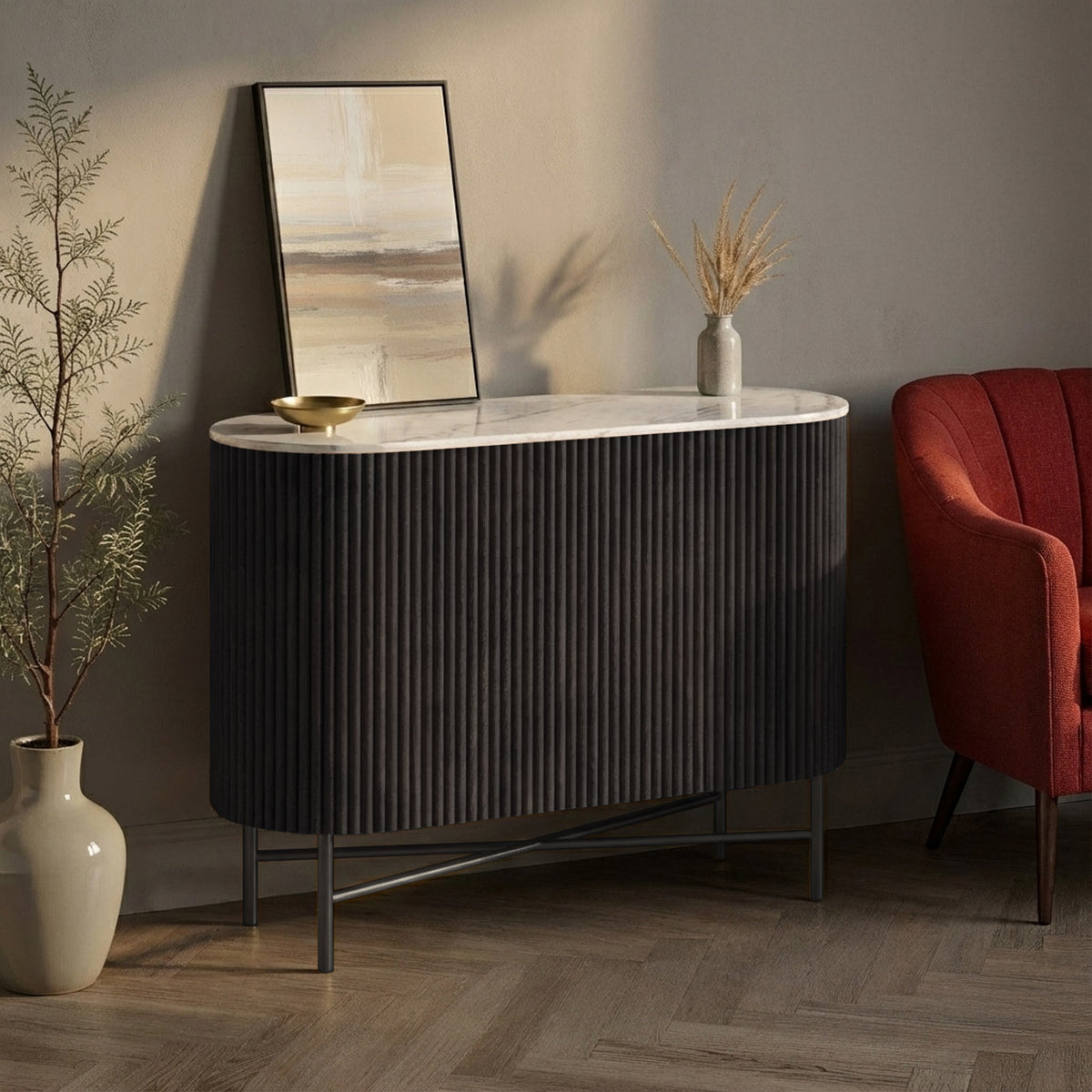 Milo Mango & Marble Fluted Small Sideboard
