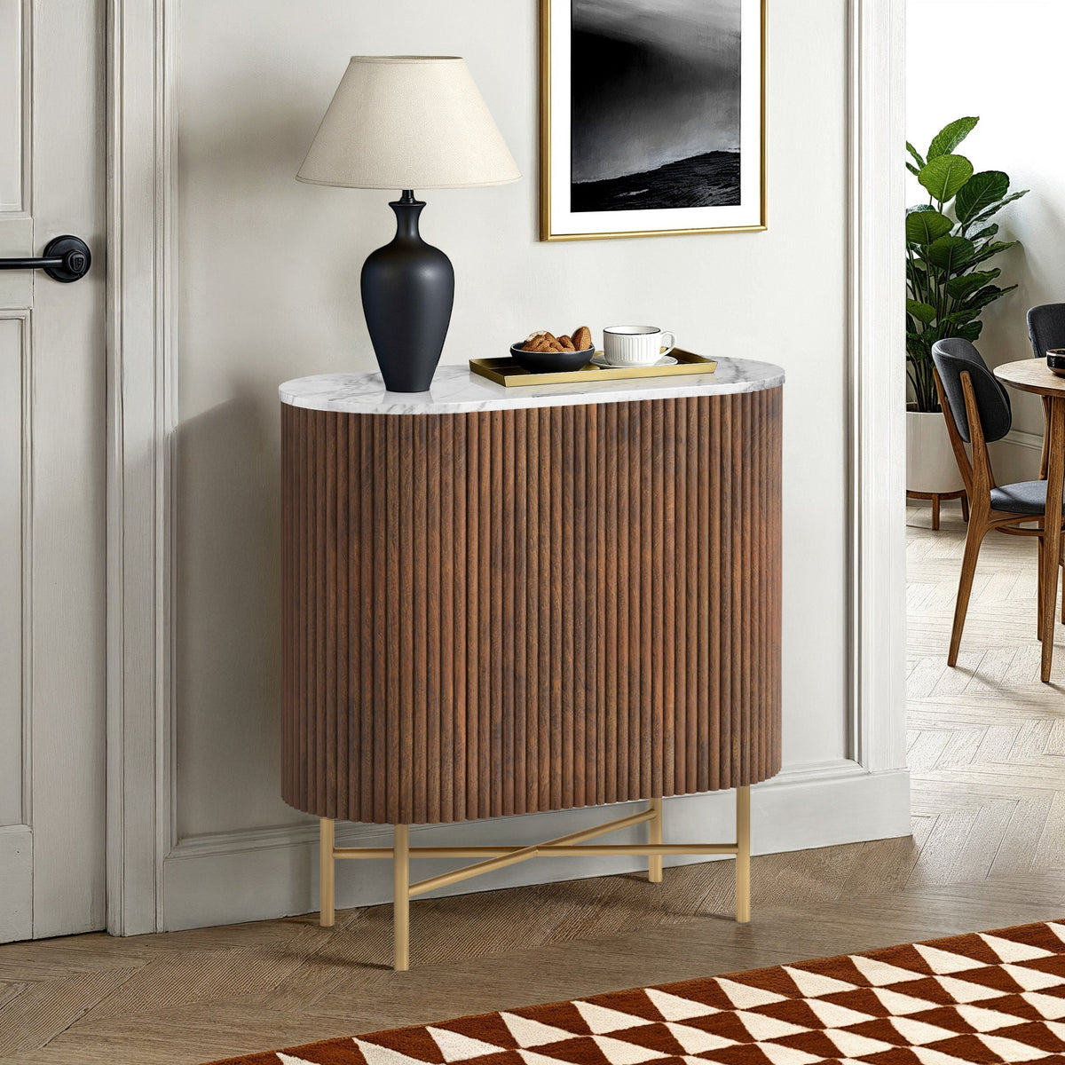 Milo Mango & Marble Fluted Mini Sideboard
