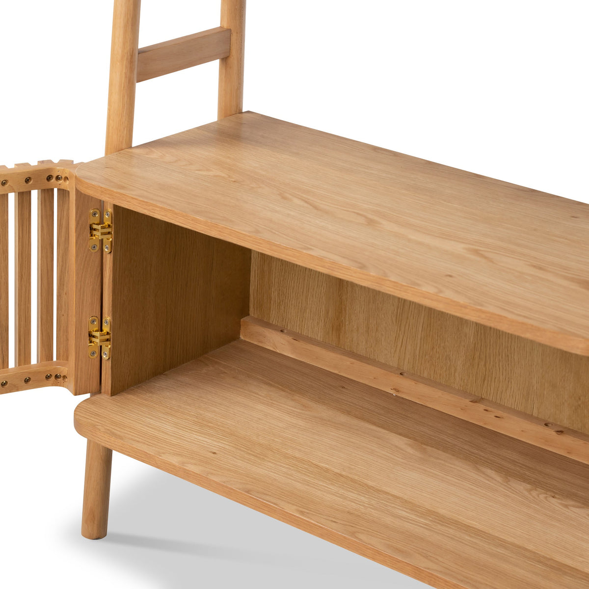 Shorwell Oak Large Bookcase with 2 Door Slatted Cupboard