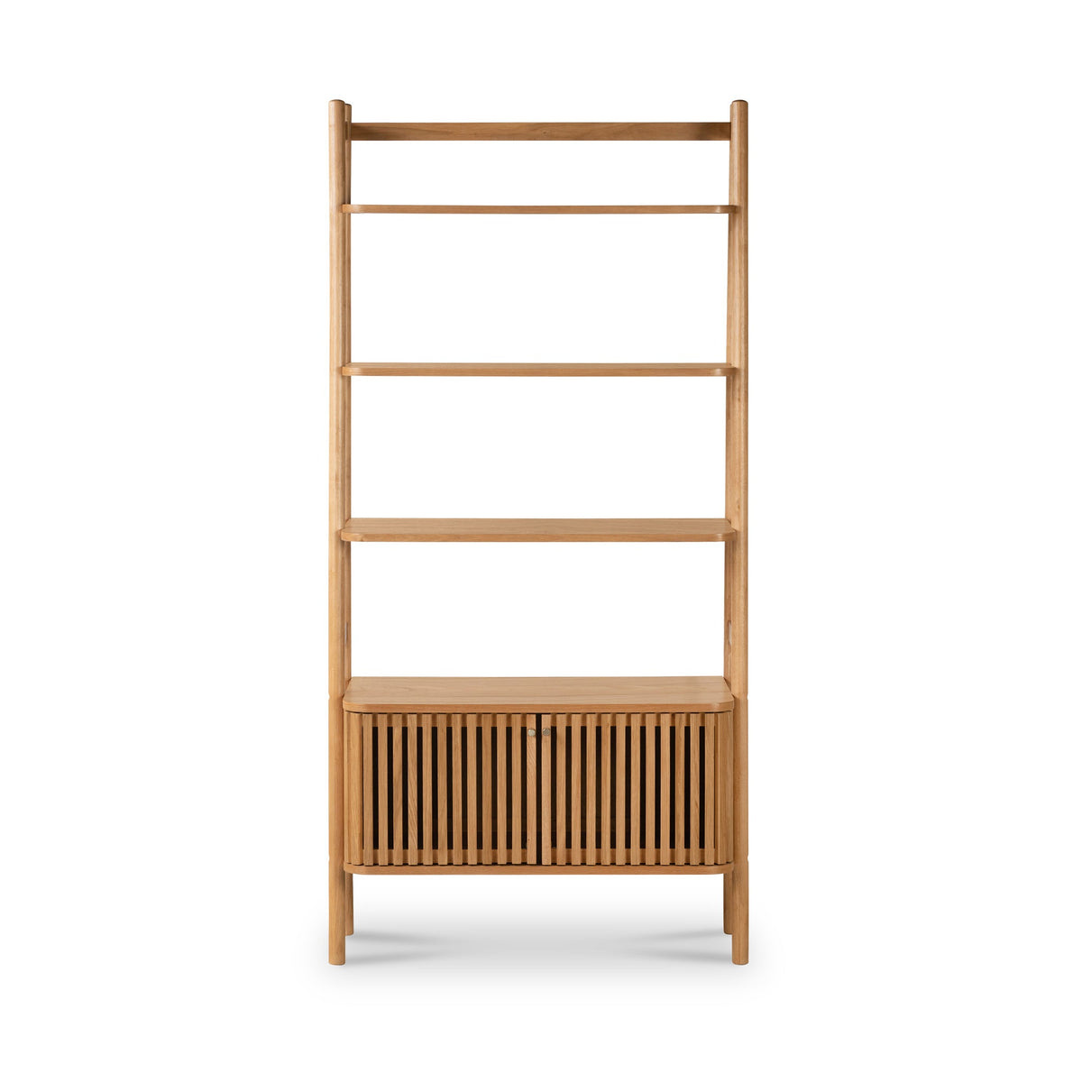 Shorwell Oak Large Bookcase with 2 Door Slatted Cupboard