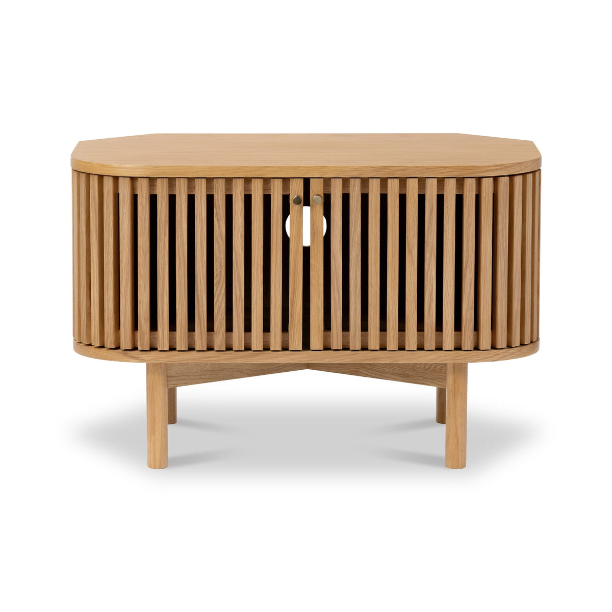 Shorwell Oak Slatted Corner TV Unit