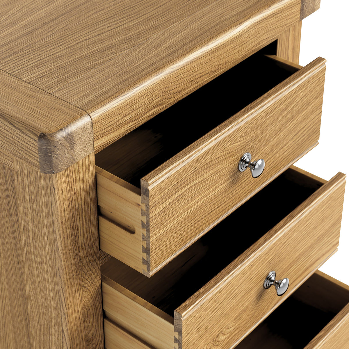 Portland Oak 5 Drawer Tallboy Chest
