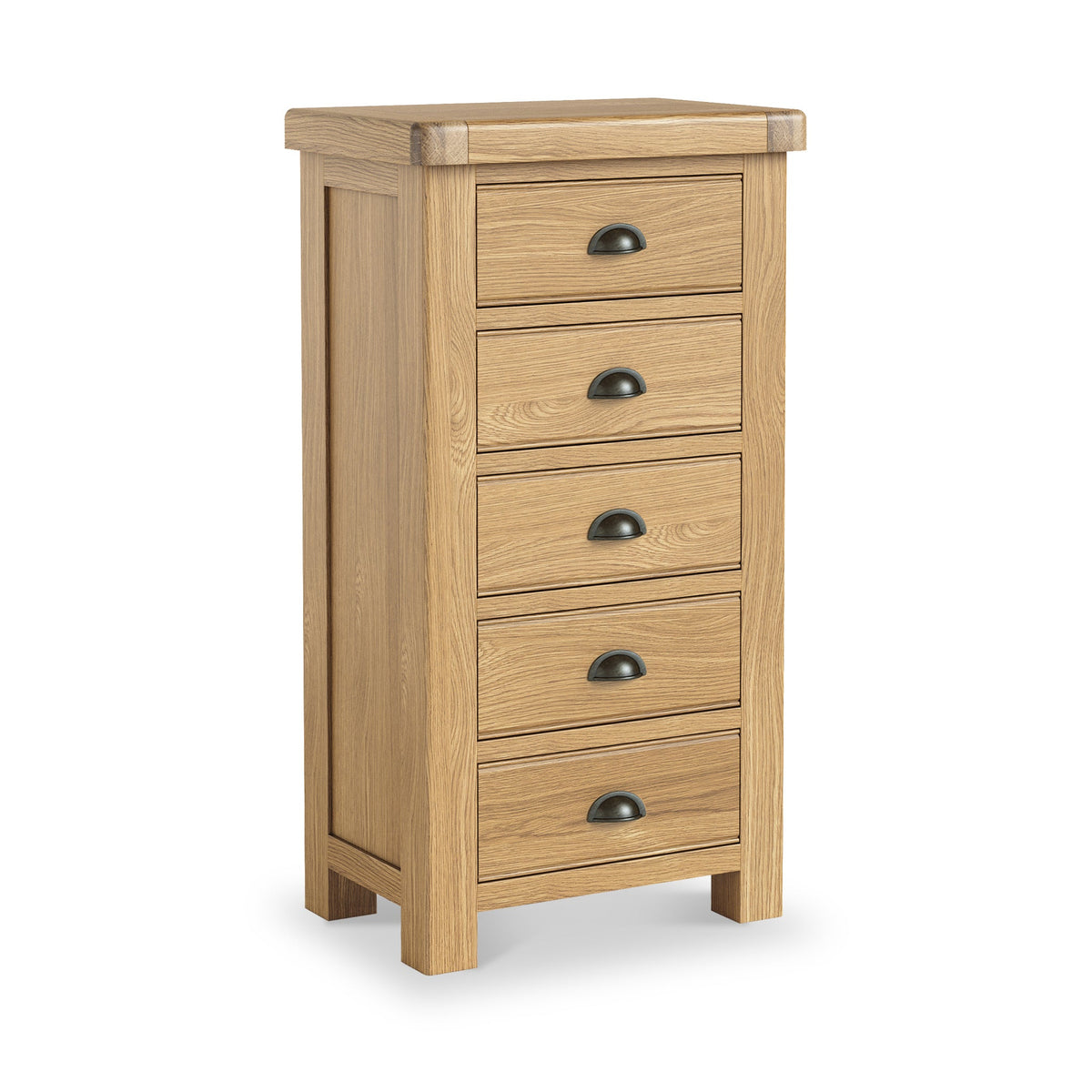 Portland Oak 5 Drawer Tallboy Chest