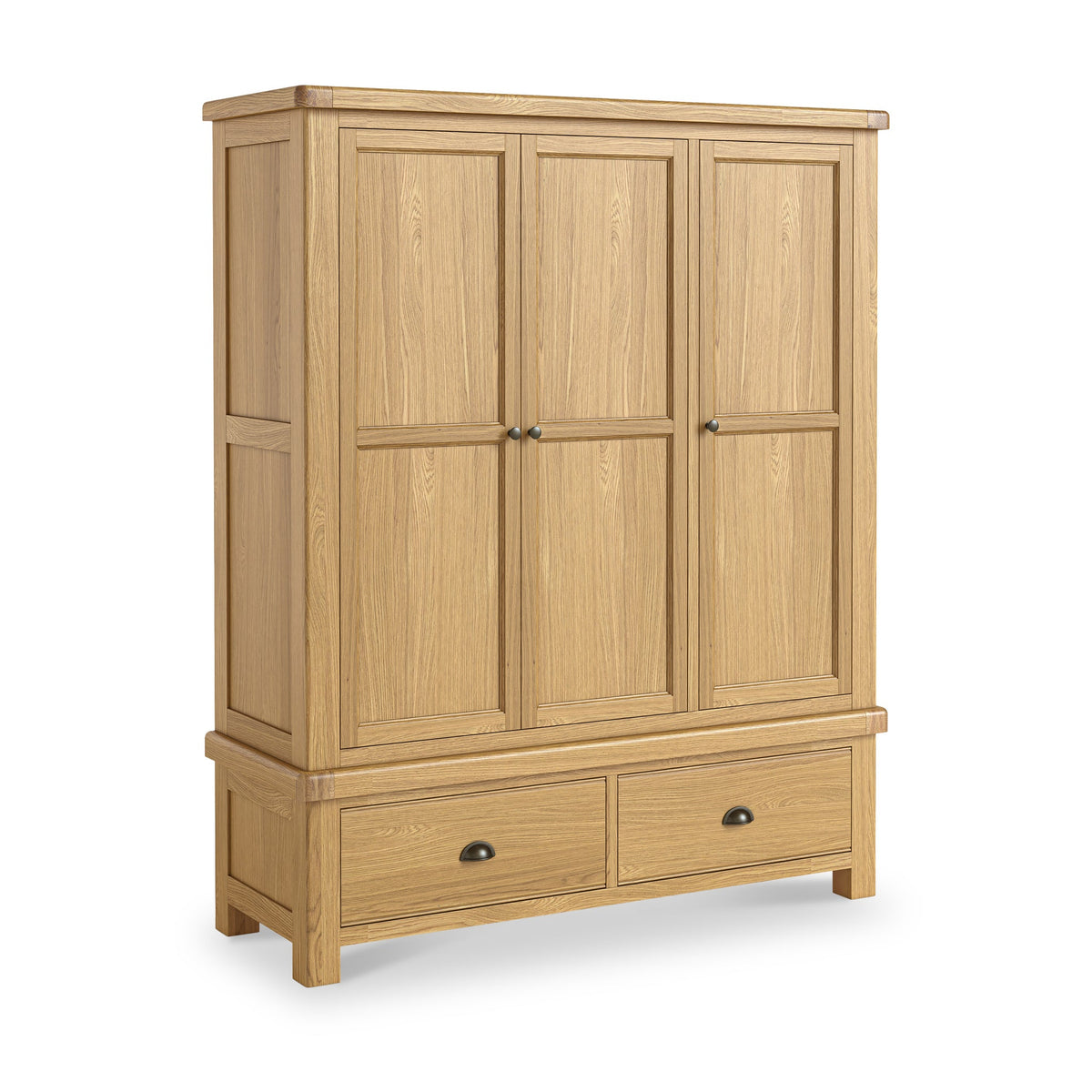 Portland Oak 2 Drawer Triple Wardrobe